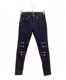 VERSUS（ヴェルサス）の古着「ジップデザインデニムパンツ」｜ブラック