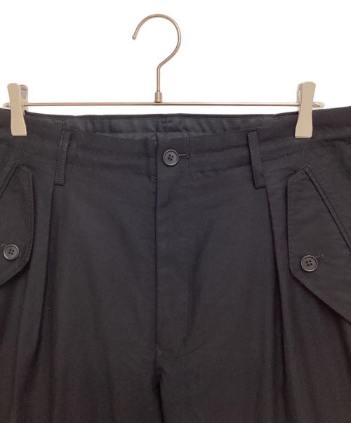 Yohji Yamamoto pour homme（ヨウジヤマモト プールオム）Yohji Yamamoto pour homme (ヨウジヤマモト プールオム) WIDE TWILL M-FRONT 1 TUCK PANTS ブラック サイズ:3の古着・服飾アイテム