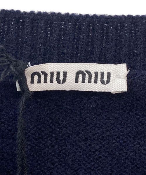 MIU MIU（ミュウミュウ）MIU MIU (ミュウミュウ) カットオフショートニット ネイビー サイズ:36 未使用品の古着・服飾アイテム