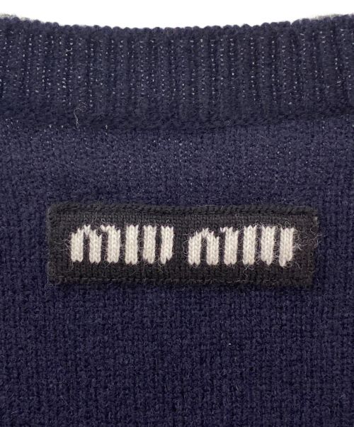 MIU MIU（ミュウミュウ）MIU MIU (ミュウミュウ) カットオフショートニット ネイビー サイズ:36 未使用品の古着・服飾アイテム