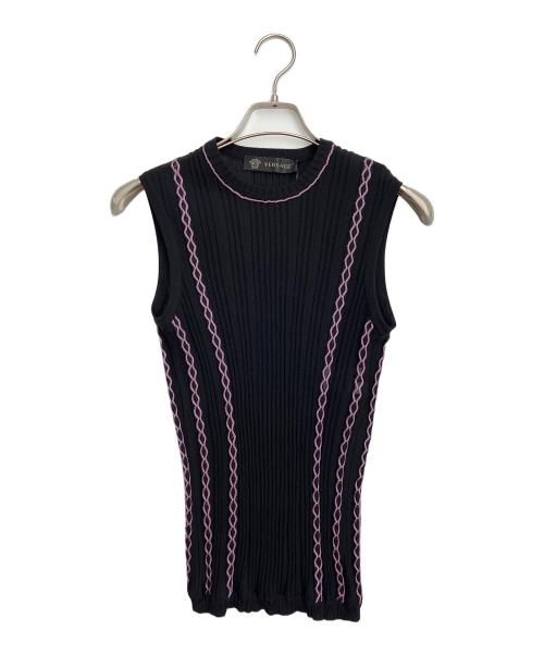 VERSACE（ヴェルサーチェ）VERSACE (ヴェルサーチェ) ロープデザインニット ブラック サイズ:40の古着・服飾アイテム