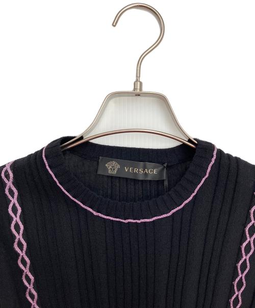 VERSACE（ヴェルサーチェ）VERSACE (ヴェルサーチェ) ロープデザインニット ブラック サイズ:40の古着・服飾アイテム