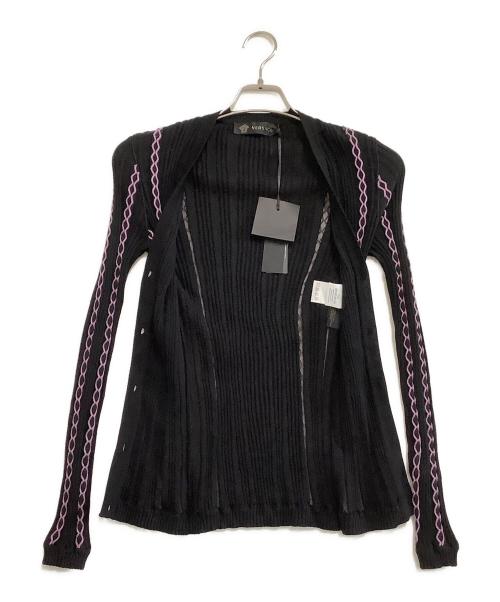 VERSACE（ヴェルサーチェ）VERSACE (ヴェルサーチェ) ロープデザインカーディガン ブラック サイズ:40 未使用品の古着・服飾アイテム