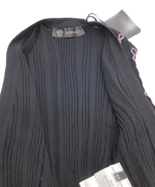 VERSACE（ヴェルサーチェ）VERSACE (ヴェルサーチェ) ロープデザインカーディガン ブラック サイズ:40 未使用品の古着・服飾アイテム