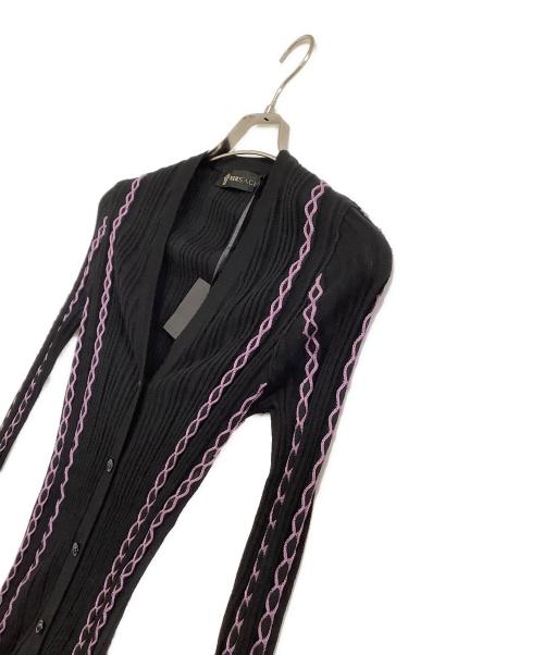 VERSACE（ヴェルサーチェ）VERSACE (ヴェルサーチェ) ロープデザインカーディガン ブラック サイズ:40 未使用品の古着・服飾アイテム
