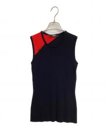 VERSUS（ヴェルサス）の古着「バイカラーノスリーブニット」｜ブラック