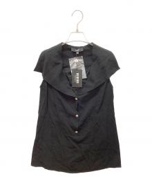 VERSUS（ヴェルサス）の古着「ボタンデザインノースリーブブラウス」｜ブラック