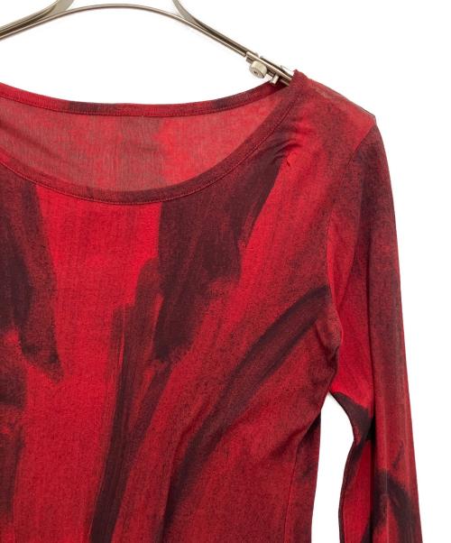 YOHJI YAMAMOTO（ヨウジヤマモト）YOHJI YAMAMOTO (ヨウジヤマモト) ペイントカットソー レッド サイズ:2の古着・服飾アイテム