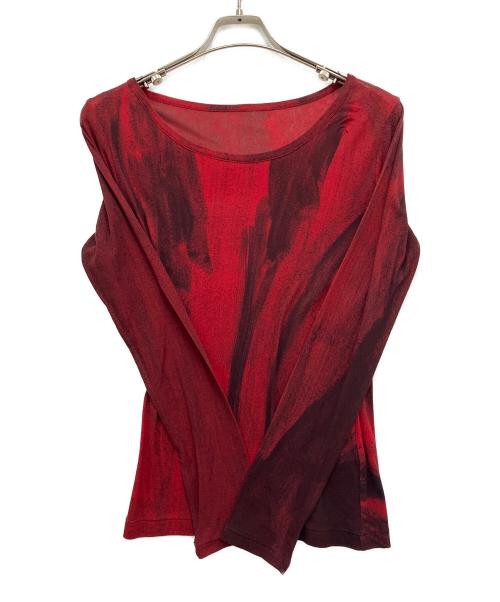 YOHJI YAMAMOTO（ヨウジヤマモト）YOHJI YAMAMOTO (ヨウジヤマモト) ペイントカットソー レッド サイズ:2の古着・服飾アイテム