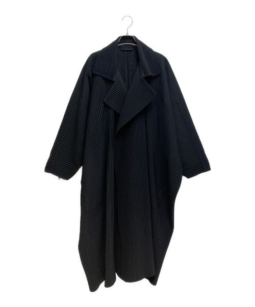 HOMME PLISSE ISSEY MIYAKE（オム プリッセ イッセイ ミヤケ）HOMME PLISSE ISSEY MIYAKE (オムプリッセ イッセイ ミヤケ) Pleats long coat (プリーツロングコート) ブラック サイズ:1の古着・服飾アイテム