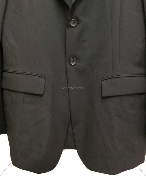 Yohji Yamamoto pour homme（ヨウジヤマモト プールオム）Yohji Yamamoto pour homme (ヨウジヤマモト プールオム) DUAL FABRIC GABARDINE PEAK LAPEL JACKET ブラック サイズ:3の古着・服飾アイテム