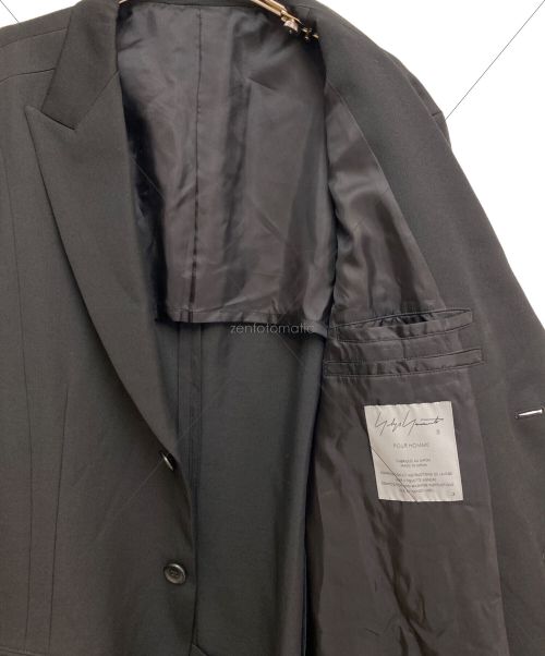 Yohji Yamamoto pour homme（ヨウジヤマモト プールオム）Yohji Yamamoto pour homme (ヨウジヤマモト プールオム) DUAL FABRIC GABARDINE PEAK LAPEL JACKET ブラック サイズ:3の古着・服飾アイテム