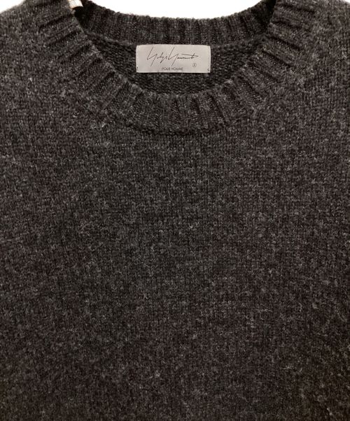 Yohji Yamamoto pour homme（ヨウジヤマモト プールオム）Yohji Yamamoto pour homme (ヨウジヤマモト プールオム) 23AW SIDE STRING DETAIL CREW NECK KNIT (サイドストリングディテールクルーネックニット) チャコールグレー サイズ:3の古着・服飾アイテム