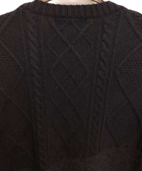 Yohji Yamamoto pour homme（ヨウジヤマモト プールオム）Yohji Yamamoto pour homme (ヨウジヤマモト プールオム) 23AW 7G SWITCHING WOOL ALAN KNI （7ゲージスウィッチングウールアランニット） ブラック サイズ:3の古着・服飾アイテム