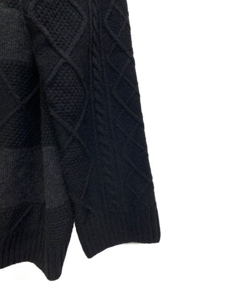 Yohji Yamamoto pour homme（ヨウジヤマモト プールオム）Yohji Yamamoto pour homme (ヨウジヤマモト プールオム) 23AW 7G SWITCHING WOOL ALAN KNI （7ゲージスウィッチングウールアランニット） ブラック サイズ:3の古着・服飾アイテム
