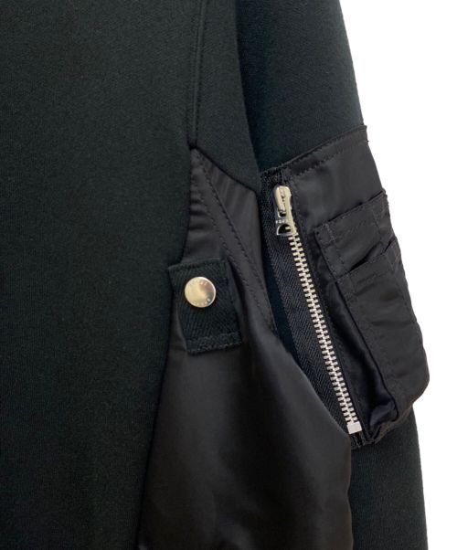 sacai（サカイ）sacai (サカイ) Sponge Sweat x Nylon Twill Hoodie（スポンジスウェット×ナイロンツイルフーディー） ブラック サイズ:3の古着・服飾アイテム