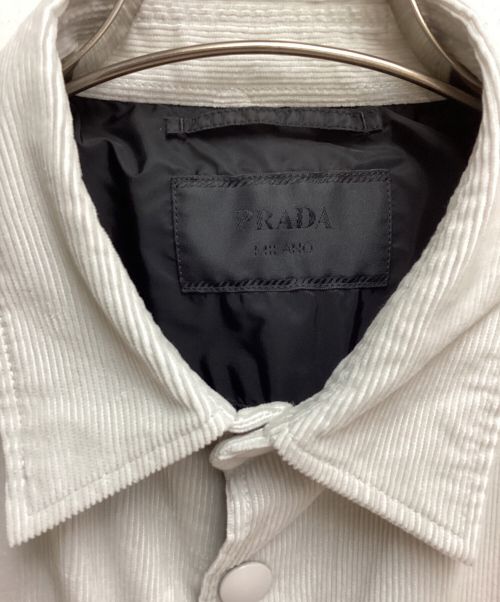 PRADA（プラダ）PRADA (プラダ) Pinwale corduroy overshirt (ピンウェール コードュロイ オーバーシャツ) グレー サイズ:Mの古着・服飾アイテム