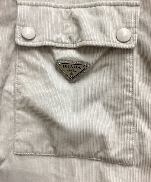 PRADA（プラダ）PRADA (プラダ) Pinwale corduroy overshirt (ピンウェール コードュロイ オーバーシャツ) グレー サイズ:Mの古着・服飾アイテム