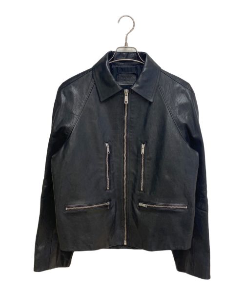 PRADA（プラダ）PRADA (プラダ) Black leather jacket（ブラックレザージャケット） ブラック サイズ:46の古着・服飾アイテム