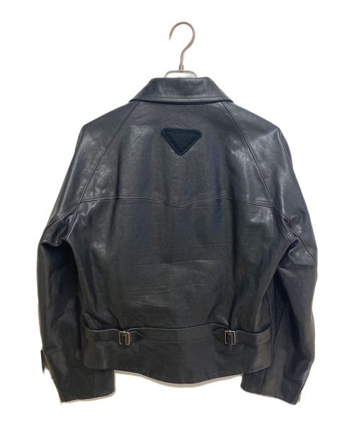 PRADA（プラダ）PRADA (プラダ) Black leather jacket（ブラックレザージャケット） ブラック サイズ:46の古着・服飾アイテム