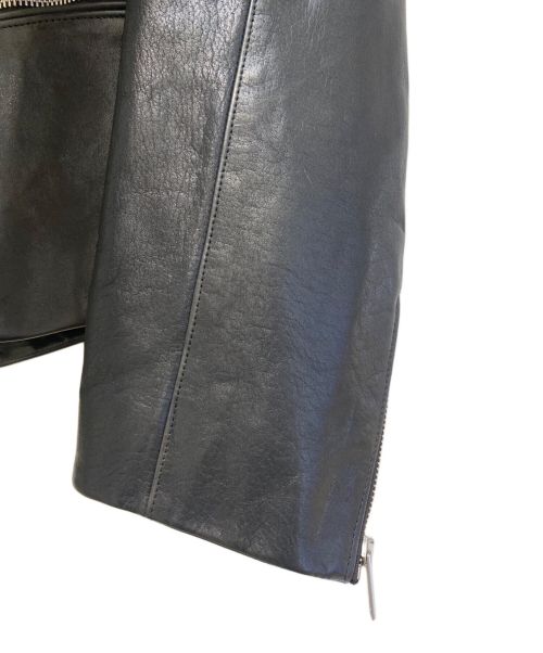 PRADA（プラダ）PRADA (プラダ) Black leather jacket（ブラックレザージャケット） ブラック サイズ:46の古着・服飾アイテム