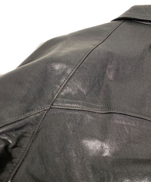 PRADA（プラダ）PRADA (プラダ) Black leather jacket（ブラックレザージャケット） ブラック サイズ:46の古着・服飾アイテム