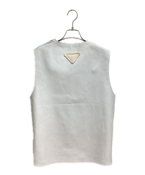 PRADA（プラダ）PRADA (プラダ) 23SS Belted leather pullover vest (ベルテッドレザープルオーバーベスト) ホワイト サイズ:46の古着・服飾アイテム