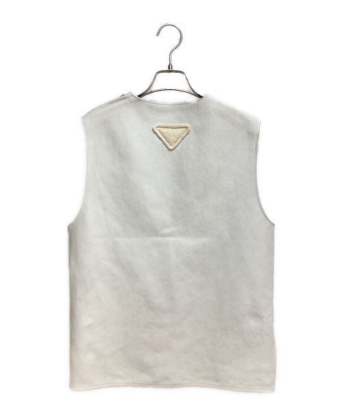 PRADA（プラダ）PRADA (プラダ) 23SS Belted leather pullover vest (ベルテッドレザープルオーバーベスト) ホワイト サイズ:44の古着・服飾アイテム