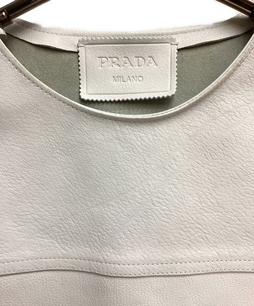 PRADA（プラダ）PRADA (プラダ) 23SS Belted leather pullover vest (ベルテッドレザープルオーバーベスト) ホワイト サイズ:44の古着・服飾アイテム