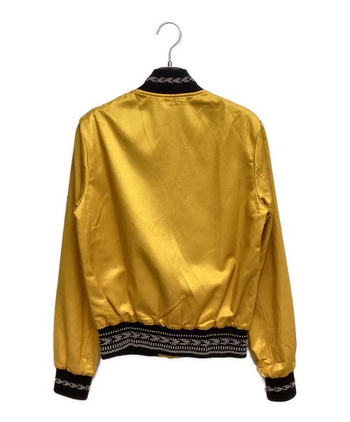 Saint Laurent Paris（サンローランパリ）Saint Laurent Paris (サンローランパリ) SATIN VARSITY JACKET（サテンバーシティジャケット） イエロー×ブラック サイズ:44の古着・服飾アイテム