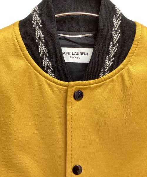 Saint Laurent Paris（サンローランパリ）Saint Laurent Paris (サンローランパリ) SATIN VARSITY JACKET（サテンバーシティジャケット） イエロー×ブラック サイズ:44の古着・服飾アイテム