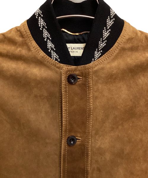 Saint Laurent Paris（サンローランパリ）Saint Laurent Paris (サンローランパリ) Suede Teddy Jacket（スエードテディジャケット） カーキ サイズ:34の古着・服飾アイテム