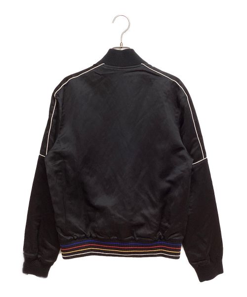 Saint Laurent Paris（サンローランパリ）Saint Laurent Paris (サンローランパリ) Logo Patch Satin Teddy Jacket（ロゴパッチサテンテディジャケット） ブラック サイズ:44の古着・服飾アイテム