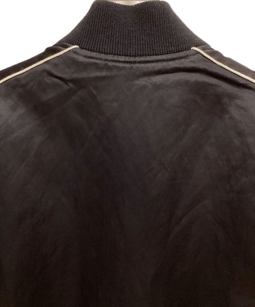 Saint Laurent Paris（サンローランパリ）Saint Laurent Paris (サンローランパリ) Logo Patch Satin Teddy Jacket（ロゴパッチサテンテディジャケット） ブラック サイズ:44の古着・服飾アイテム