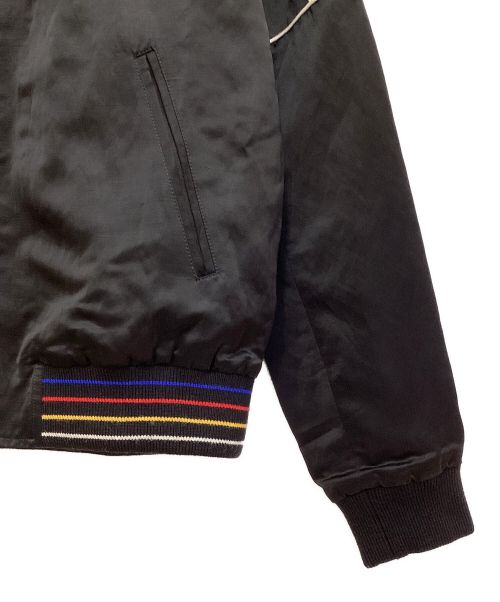 Saint Laurent Paris（サンローランパリ）Saint Laurent Paris (サンローランパリ) Logo Patch Satin Teddy Jacket（ロゴパッチサテンテディジャケット） ブラック サイズ:44の古着・服飾アイテム