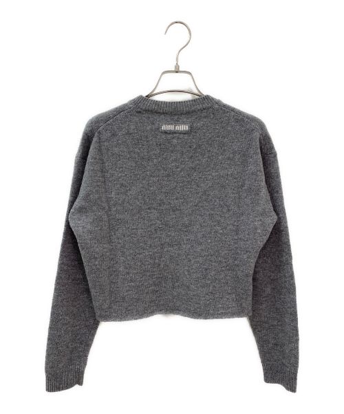 MIU MIU（ミュウミュウ）MIU MIU (ミュウミュウ) カットオフショートニット グレー サイズ:36の古着・服飾アイテム