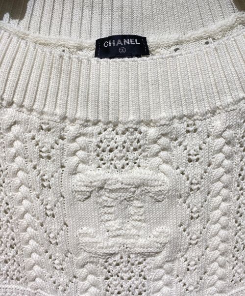 CHANEL（シャネル）CHANEL (シャネル) プルオーバーレース半袖ニットシャツ ホワイト サイズ:38の古着・服飾アイテム