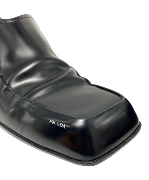 PRADA（プラダ）PRADA (プラダ) 24SS Square Toe Leather Loafer (スクエアトゥレザーローファー) ブラック サイズ:7の古着・服飾アイテム