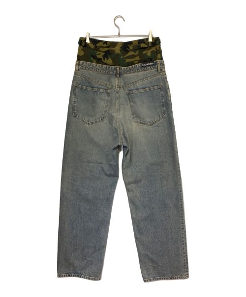 BALENCIAGA（バレンシアガ）BALENCIAGA (バレンシアガ) カモフラージュレイヤードワイドデニムパンツ インディゴ サイズ:Mの古着・服飾アイテム
