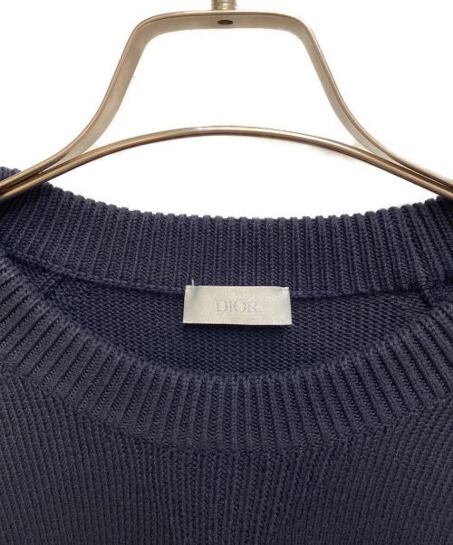 Dior（ディオール）Dior (ディオール) OBLIQUE crew neck knit（オブリーククルーネックニット） ネイビー サイズ:Mの古着・服飾アイテム