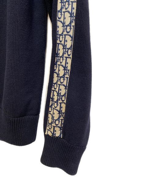 Dior（ディオール）Dior (ディオール) OBLIQUE crew neck knit（オブリーククルーネックニット） ネイビー サイズ:Mの古着・服飾アイテム