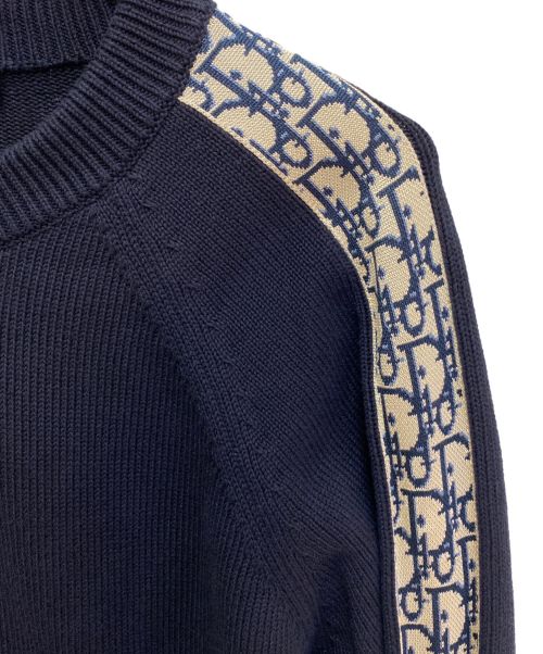 Dior（ディオール）Dior (ディオール) OBLIQUE crew neck knit（オブリーククルーネックニット） ネイビー サイズ:Mの古着・服飾アイテム