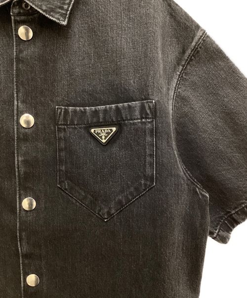 PRADA（プラダ）PRADA (プラダ) Short Sleeve Denim Shirt（ショートスリーブデニムシャツ） グレー サイズ:XSの古着・服飾アイテム