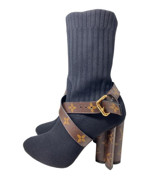 LOUIS VUITTON（ルイ ヴィトン）LOUIS VUITTON (ルイ ヴィトン) Silhouette Line Ankle Boots（シルエットライン ニット ブーツ） ブラック サイズ:35 1/2の古着・服飾アイテム