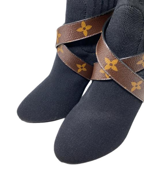 LOUIS VUITTON（ルイ ヴィトン）LOUIS VUITTON (ルイ ヴィトン) Silhouette Line Ankle Boots（シルエットライン ニット ブーツ） ブラック サイズ:35 1/2の古着・服飾アイテム