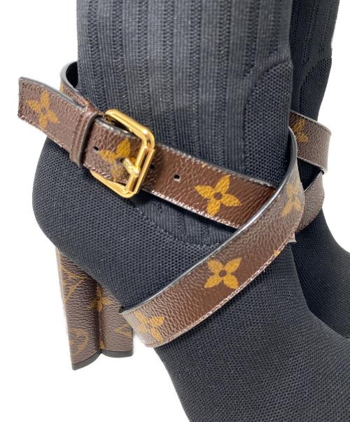 LOUIS VUITTON（ルイ ヴィトン）LOUIS VUITTON (ルイ ヴィトン) Silhouette Line Ankle Boots（シルエットライン ニット ブーツ） ブラック サイズ:35 1/2の古着・服飾アイテム