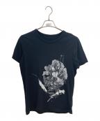 Y'sワイズ）の古着「COTTON JERSEY FLOWER PRINT ROUND NECK T」｜ブラック