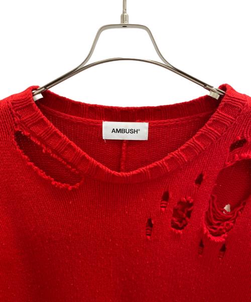 AMBUSH（アンブッシュ）AMBUSH (アンブッシュ) クラッシュステッチオーバーサイズニット レッド サイズ:2の古着・服飾アイテム