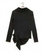 Y'sワイズ）の古着「24SS 60/-HARD TWIST PONTE SIDE FLARE OFF NECK T」｜ブラック