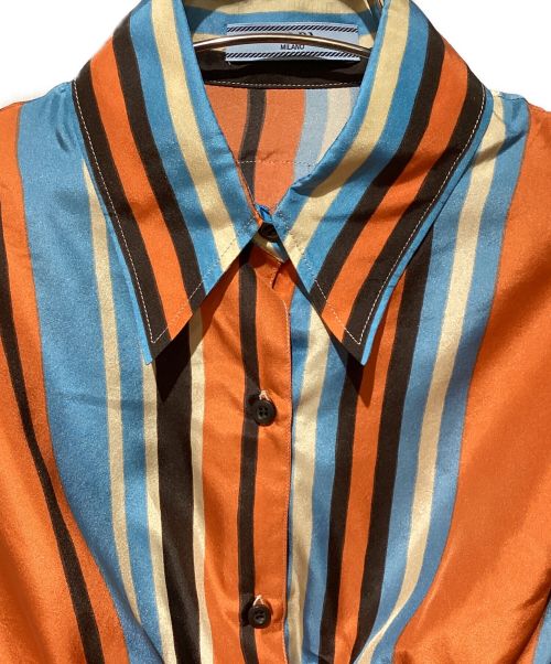 PRADA（プラダ）PRADA (プラダ) Cropped Stripe Blouse（クロップドストライプブラウス） オレンジ サイズ:36の古着・服飾アイテム
